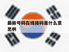 最新号码在线接码是什么意思啊