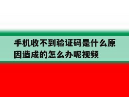 手机收不到验证码是什么原因造成的怎么办呢视频