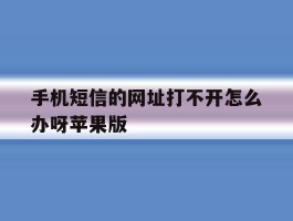 手机短信的网址打不开怎么办呀苹果版