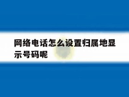 网络电话怎么设置归属地显示号码呢