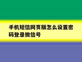手机短信网页版怎么设置密码登录微信号