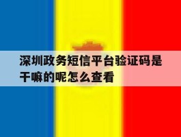 深圳政务短信平台验证码是干嘛的呢怎么查看