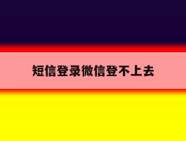 短信登录微信登不上去