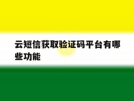 云短信获取验证码平台有哪些功能