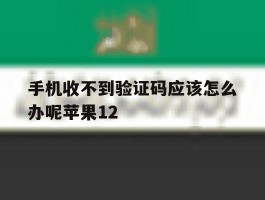 手机收不到验证码应该怎么办呢苹果12