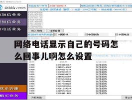 网络电话显示自己的号码怎么回事儿啊怎么设置