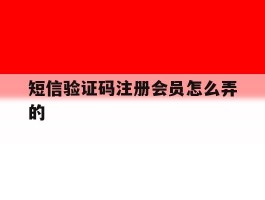短信验证码注册会员怎么弄的