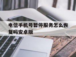 电信手机号暂停服务怎么恢复吗安卓版