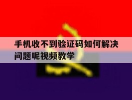 手机收不到验证码如何解决问题呢视频教学