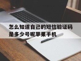 怎么知道自己的短信验证码是多少号呢苹果手机的简单介绍