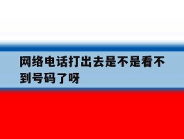 网络电话打出去是不是看不到号码了呀