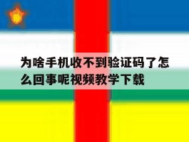 为啥手机收不到验证码了怎么回事呢视频教学下载