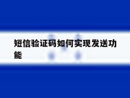 短信验证码如何实现发送功能