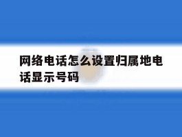 网络电话怎么设置归属地电话显示号码