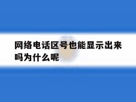 网络电话区号也能显示出来吗为什么呢