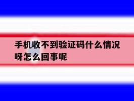 手机收不到验证码什么情况呀怎么回事呢