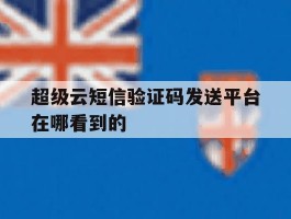 超级云短信验证码发送平台在哪看到的