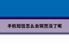 手机短信怎么会突然没了呢