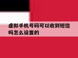 虚拟手机号码可以收到短信吗怎么设置的