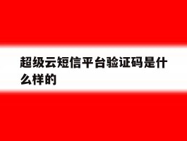 超级云短信平台验证码是什么样的