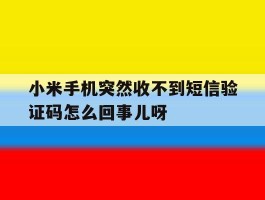 小米手机突然收不到短信验证码怎么回事儿呀