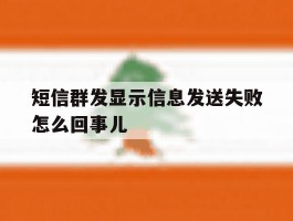 短信群发显示信息发送失败怎么回事儿