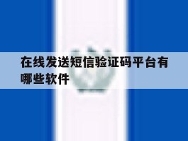 在线发送短信验证码平台有哪些软件