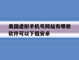美国虚拟手机号网站有哪些软件可以下载安卓