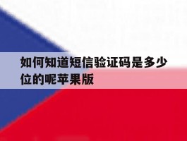 如何知道短信验证码是多少位的呢苹果版