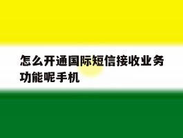 怎么开通国际短信接收业务功能呢手机