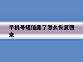 手机号短信删了怎么恢复回来