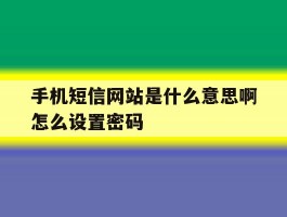 手机短信网站是什么意思啊怎么设置密码