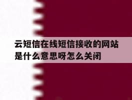 云短信在线短信接收的网站是什么意思呀怎么关闭