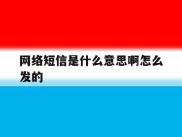 网络短信是什么意思啊怎么发的