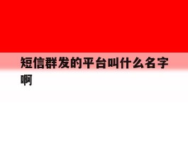 短信群发的平台叫什么名字啊
