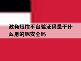 政务短信平台验证码是干什么用的呢安全吗