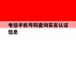 电信手机号码查询实名认证信息