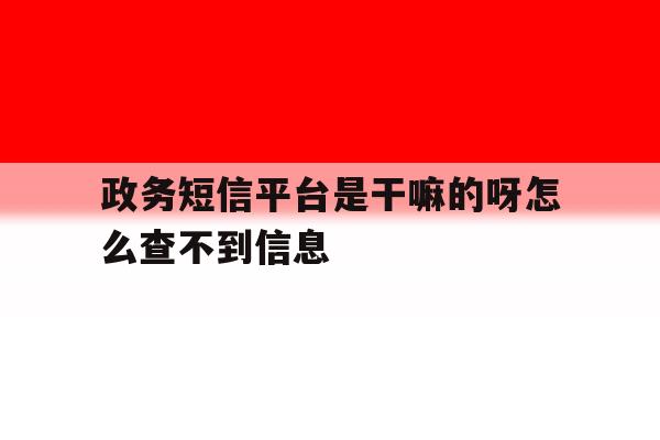 政务短信平台是干嘛的呀怎么查不到信息 政务短信平台是干嘛的呀怎么查不到信息