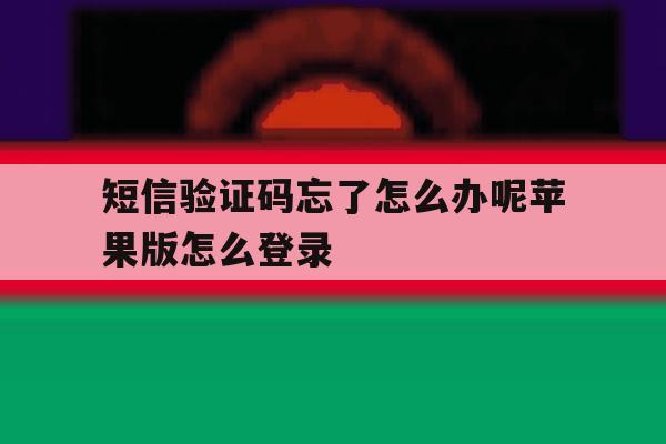 短信验证码忘了怎么办呢苹果版怎么登录