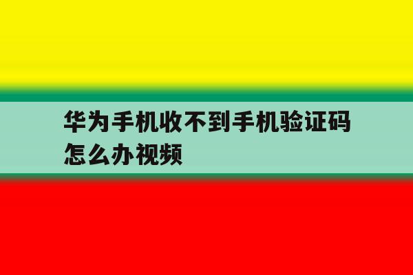 华为手机收不到手机验证码怎么办视频 华为手机收不到手机验证码怎么办视频